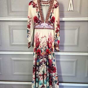 Long sleeve low cut boho style dress